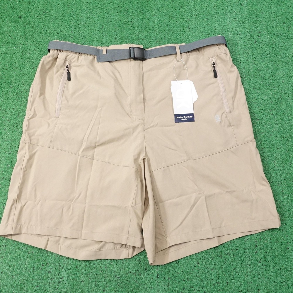 New! Little Donkey Andy Shorts Mens 2XL Beige Cargo Belted Stretch Outdoor